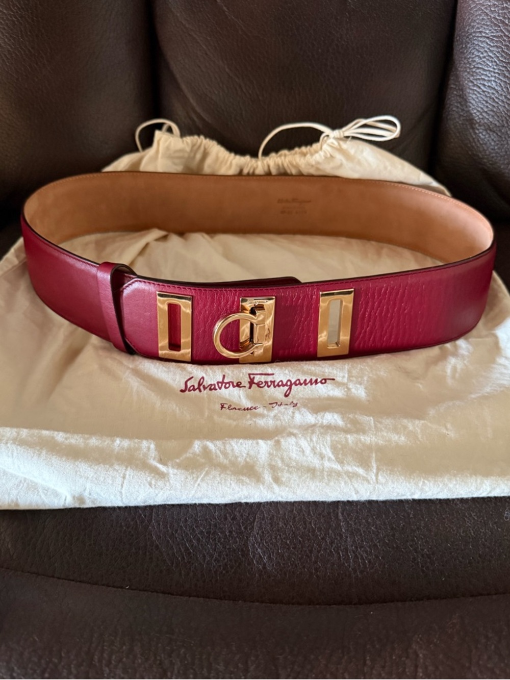 Salvatore Ferragamo Red Leather Belt